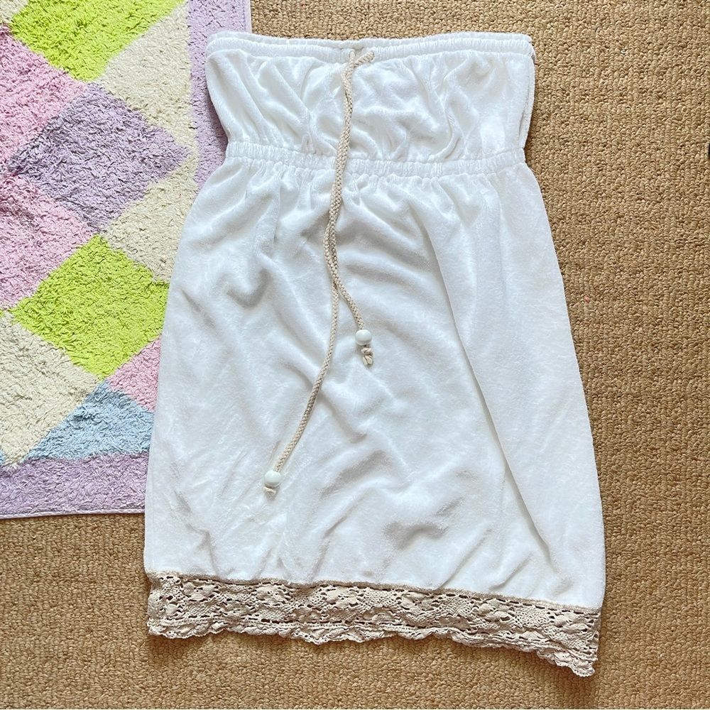 Juicy Couture Authentic Y2K White Terry Dress with Cream Lace - S